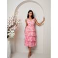Chi Chi London Sleeveless Floral Print Midi Dress in Pink