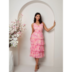 Chi Chi London Sleeveless Floral Print Midi Dress in Pink