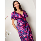 Chi Chi London V Neck Floral Wrap Midi Dress in Multi