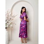 Chi Chi London V Neck Floral Wrap Midi Dress in Multi