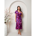 Chi Chi London V Neck Floral Wrap Midi Dress in Multi