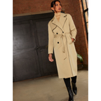 Chi Chi London Contrast Trim Belted Trench Coat in Camel