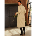 Chi Chi London Contrast Trim Belted Trench Coat in Camel