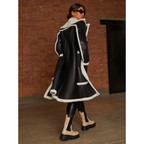 Chi Chi London Contrast Trim Borg Coat in Black