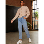Chi Chi London Contrast Cable Detail Jumper in Cream