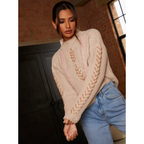 Chi Chi London Contrast Cable Detail Jumper in Cream