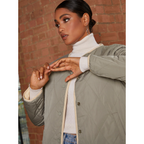 Chi Chi London Reversible Quilted Short Jacket in Cream and Khaki