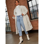Chi Chi London Diamond Quilted Longline Belted Coat in Cream
