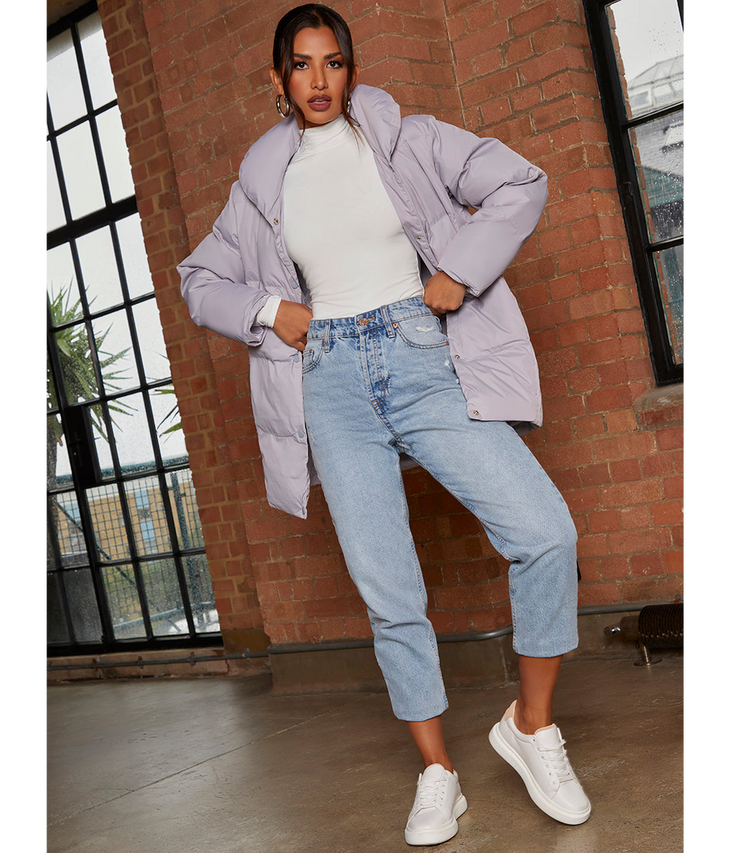 Chi Chi London Padded Puffer Coat in Grey