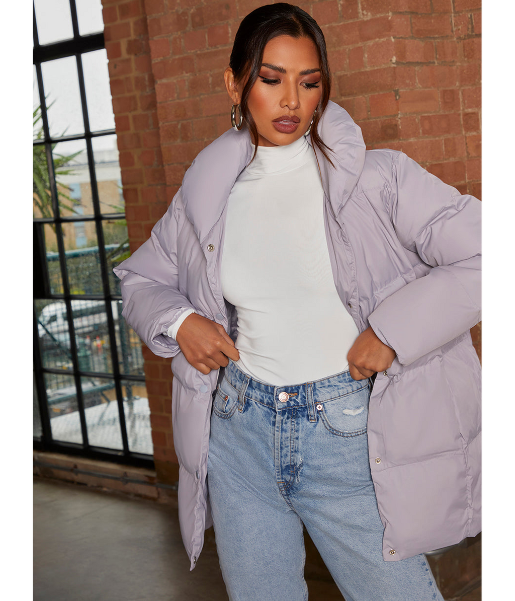 Chi Chi London Padded Puffer Coat in Grey