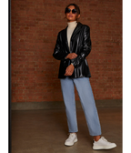 Chi Chi London Faux Leather Blazer in Black