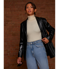 Chi Chi London Faux Leather Blazer in Black