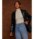 Chi Chi London Faux Leather Blazer in Black