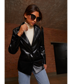 Chi Chi London Faux Leather Blazer in Black