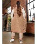 Chi Chi London Diamond Quilt Detail Longline Padded Gilet in Tan