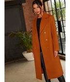 Chi Chi London Double Breasted Longline Coat in Orange
