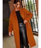 Chi Chi London Double Breasted Longline Coat in Orange