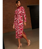Chi Chi London Abstract Floral Knitted Midi Dress in Pink