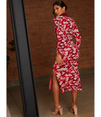 Chi Chi London Abstract Floral Knitted Midi Dress in Pink