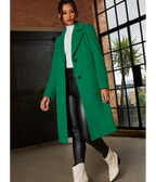 Chi Chi London Single Breasted Coat in Green