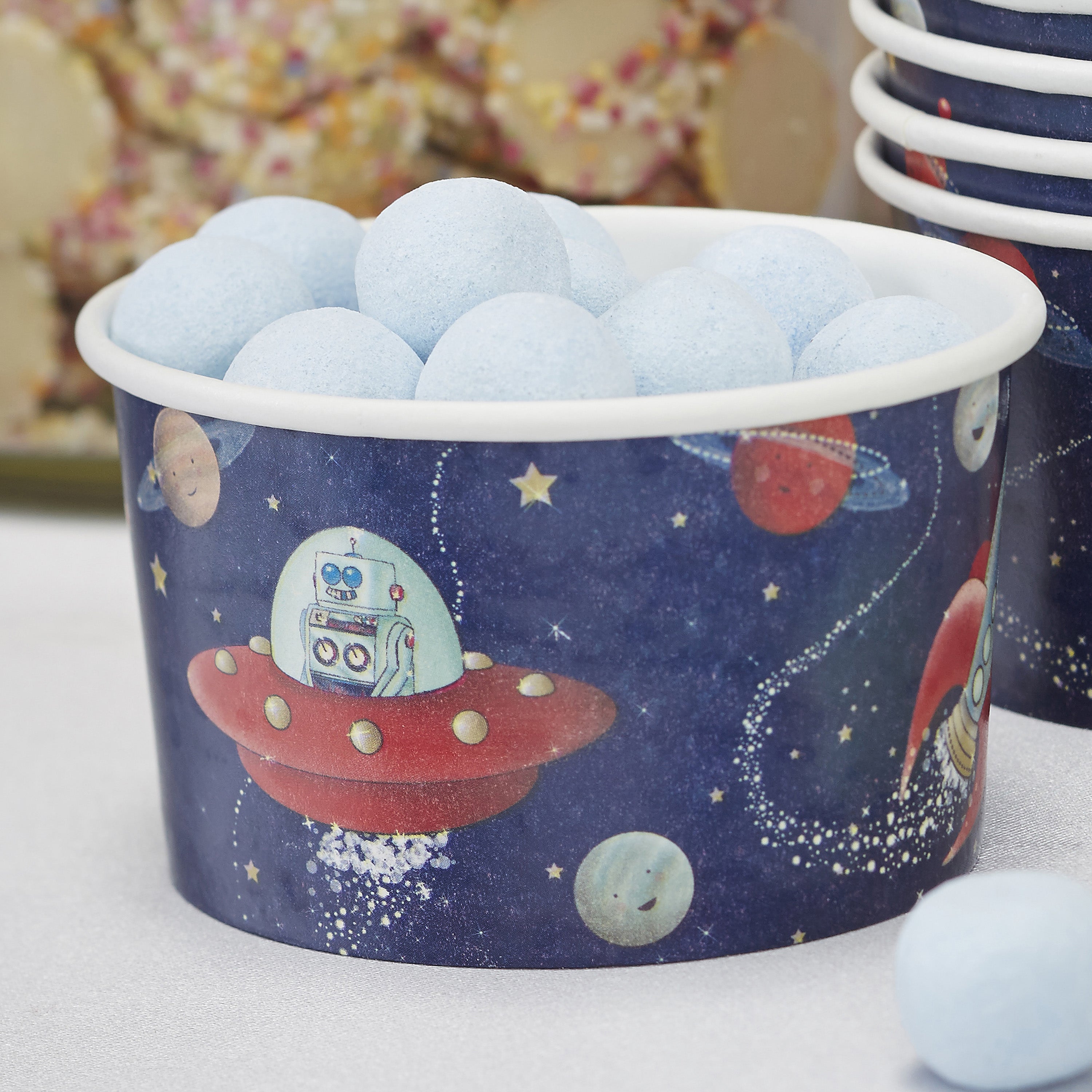 Space and Rocket Treat / Ice Cream Tubs - Space Adventure Party