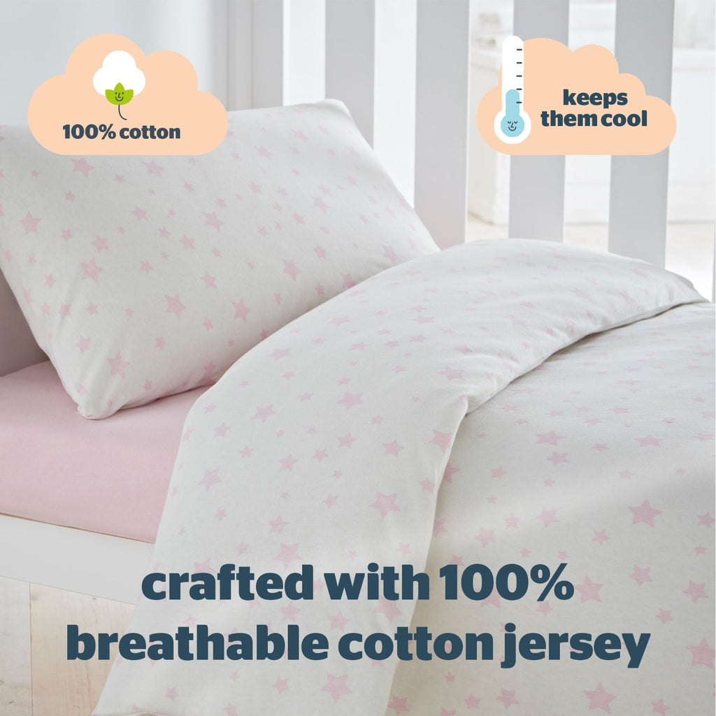 Silentnight Safe Nights Pink Star 100% Cotton Cot Bed Duvet Set
