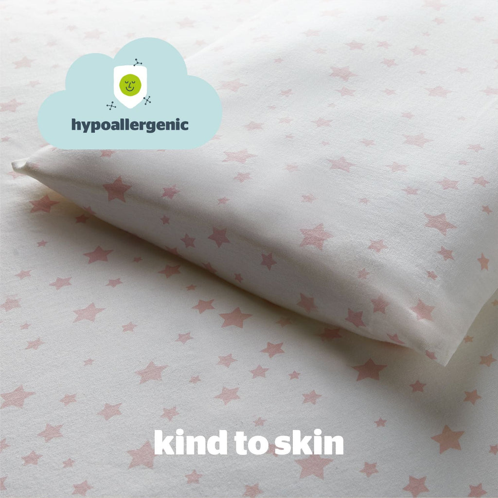 Silentnight Safe Nights Pink Star 100% Cotton Cot Bed Duvet Set