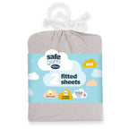 Silentnight Safe Nights Grey 100% Cotton Baby Fitted Sheet (2 Pack)