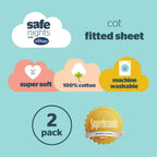 Silentnight Safe Nights White 100% Cotton Baby Fitted Sheet (2 Pack)