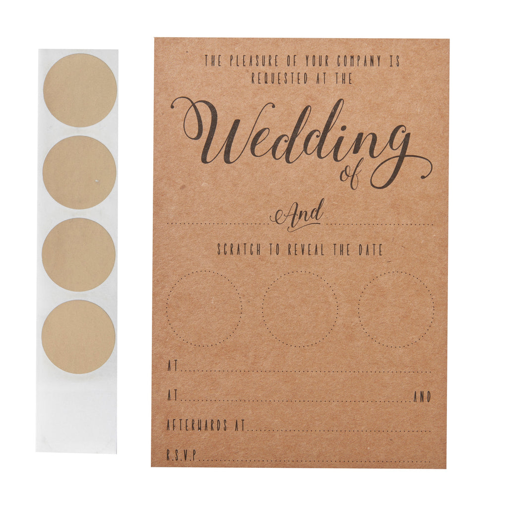 Kraft Scratch The Date Wedding Invitations - Scratch & Reveal- 10 Inner Pack