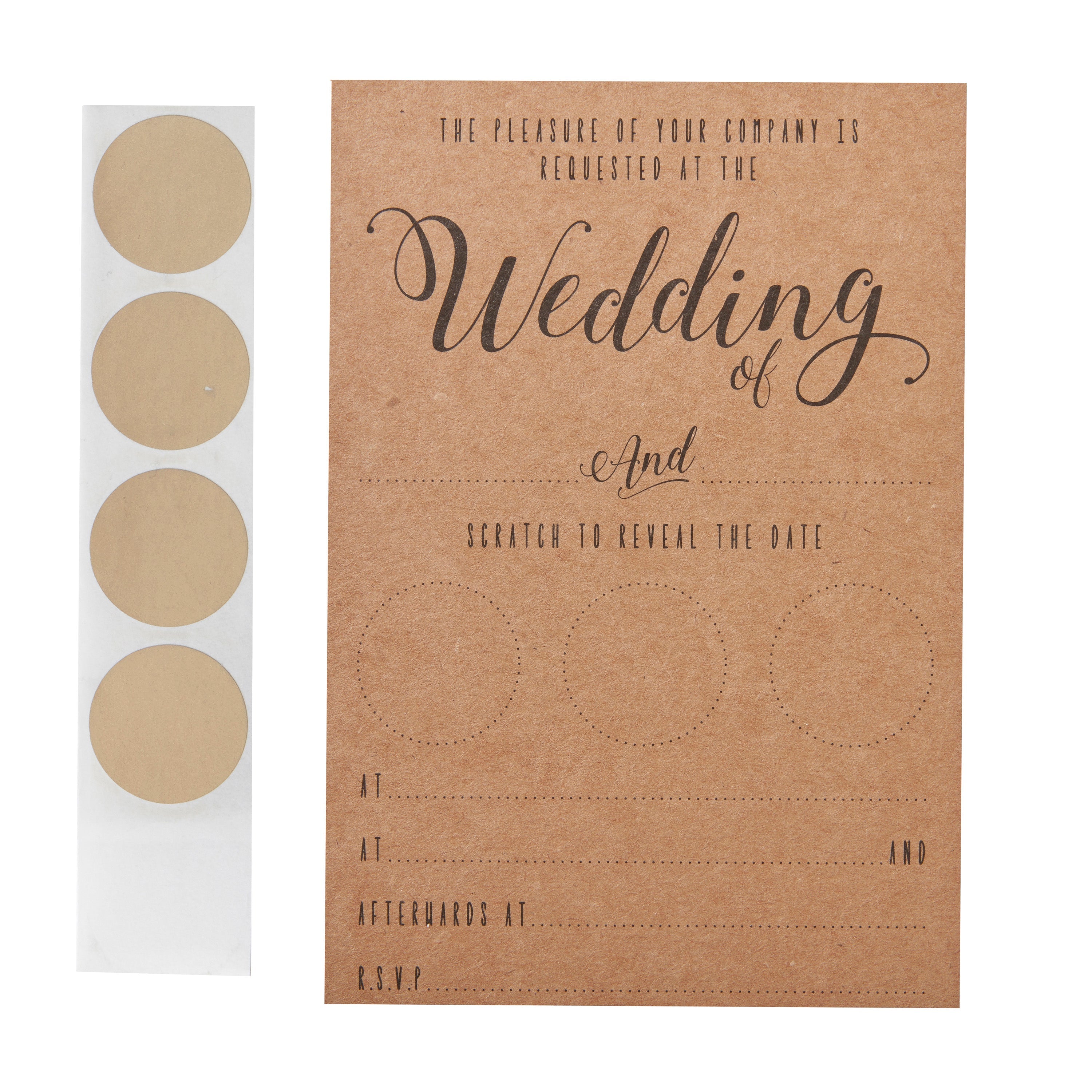 Kraft Scratch The Date Wedding Invitations - Scratch & Reveal- 10 Inner Pack
