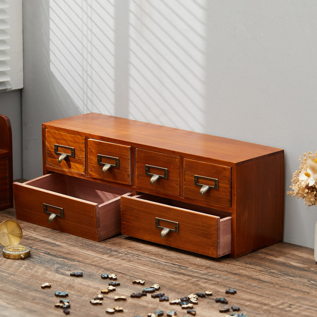 6-Drawer Retro Wooden Desktop Storage Organiser