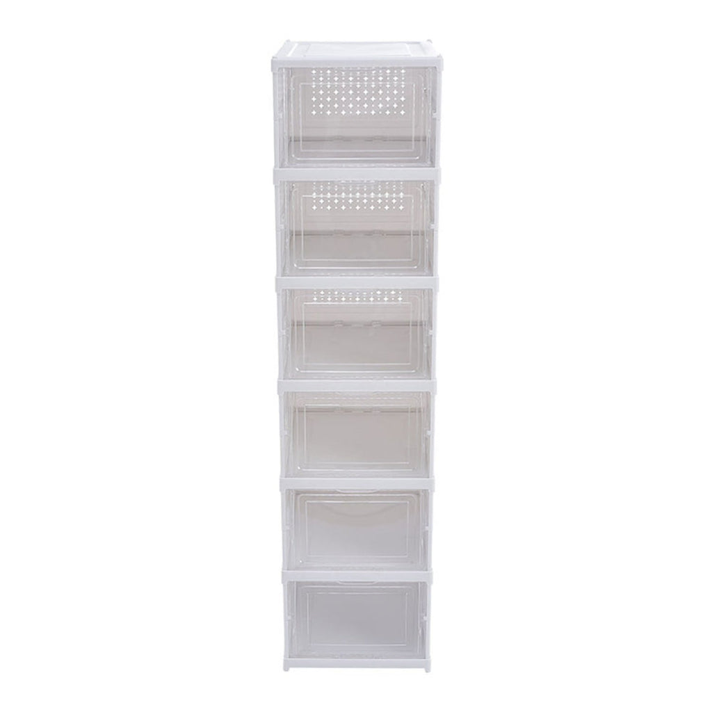 Foldable Shoe Storage 6-Tier White Box Unit