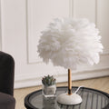 Faux Feather White LED Bedside Lamp