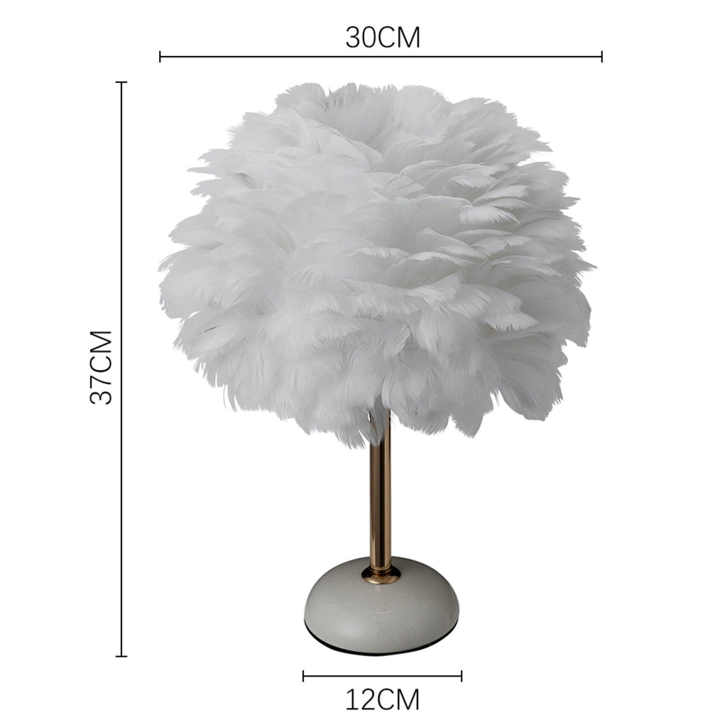 Faux Feather White LED Bedside Lamp