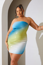 Ombre Sequin Bandeau Mini Dress