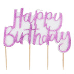 Pink Glitter Happy Birthday Candle- 5 Inner Pack