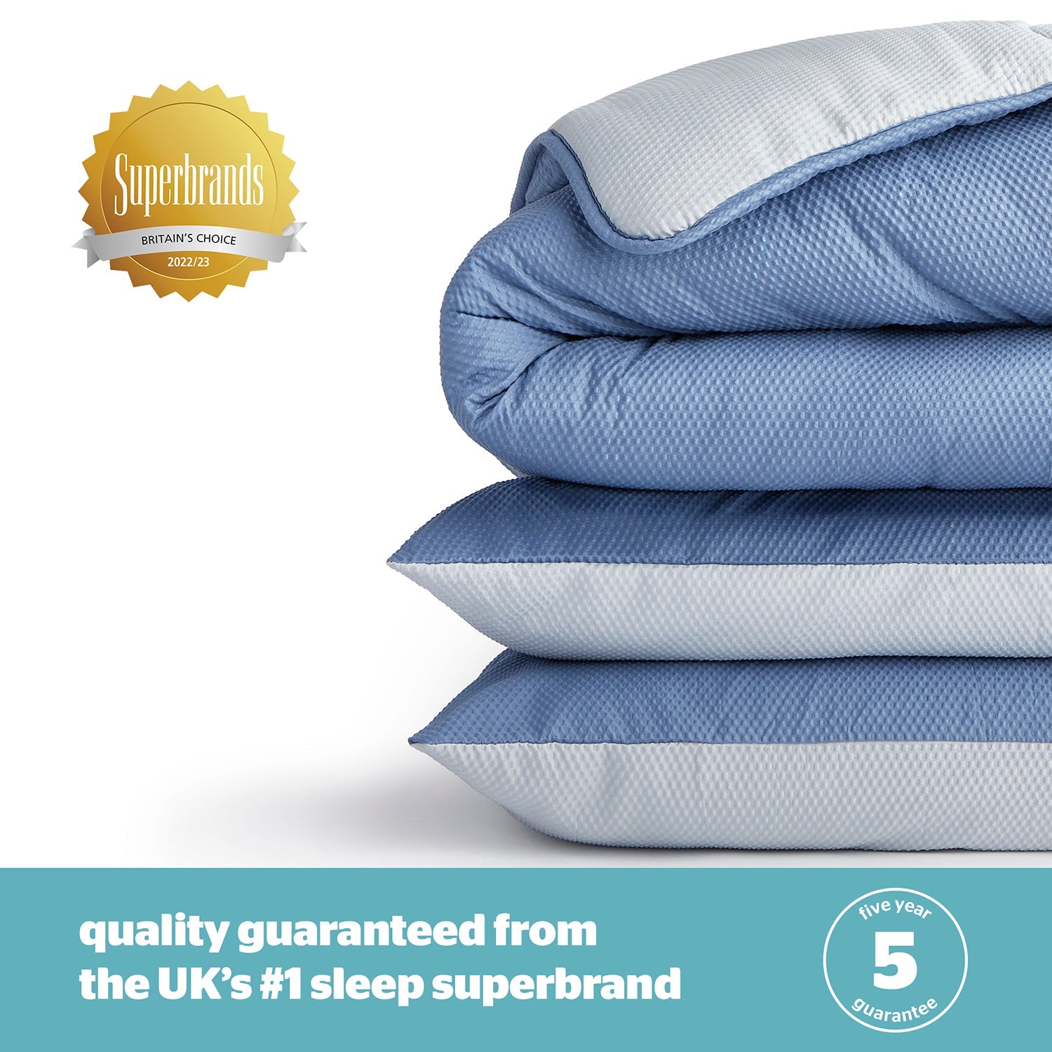 Silentnight Seersucker Grey and Blue 10.5 Tog Coverless Duvet And Pillowcase Set