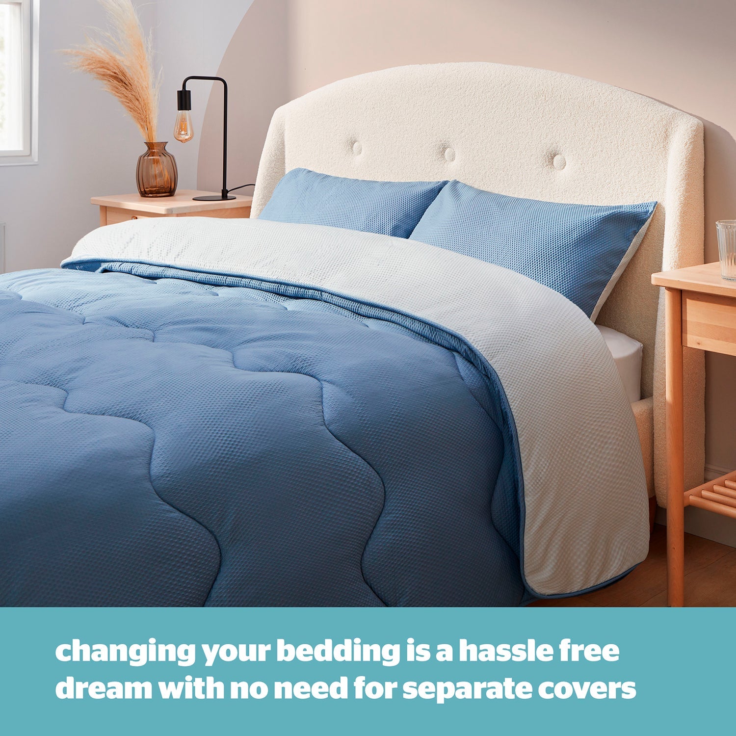 Silentnight Seersucker Grey and Blue 10.5 Tog Coverless Duvet And Pillowcase Set