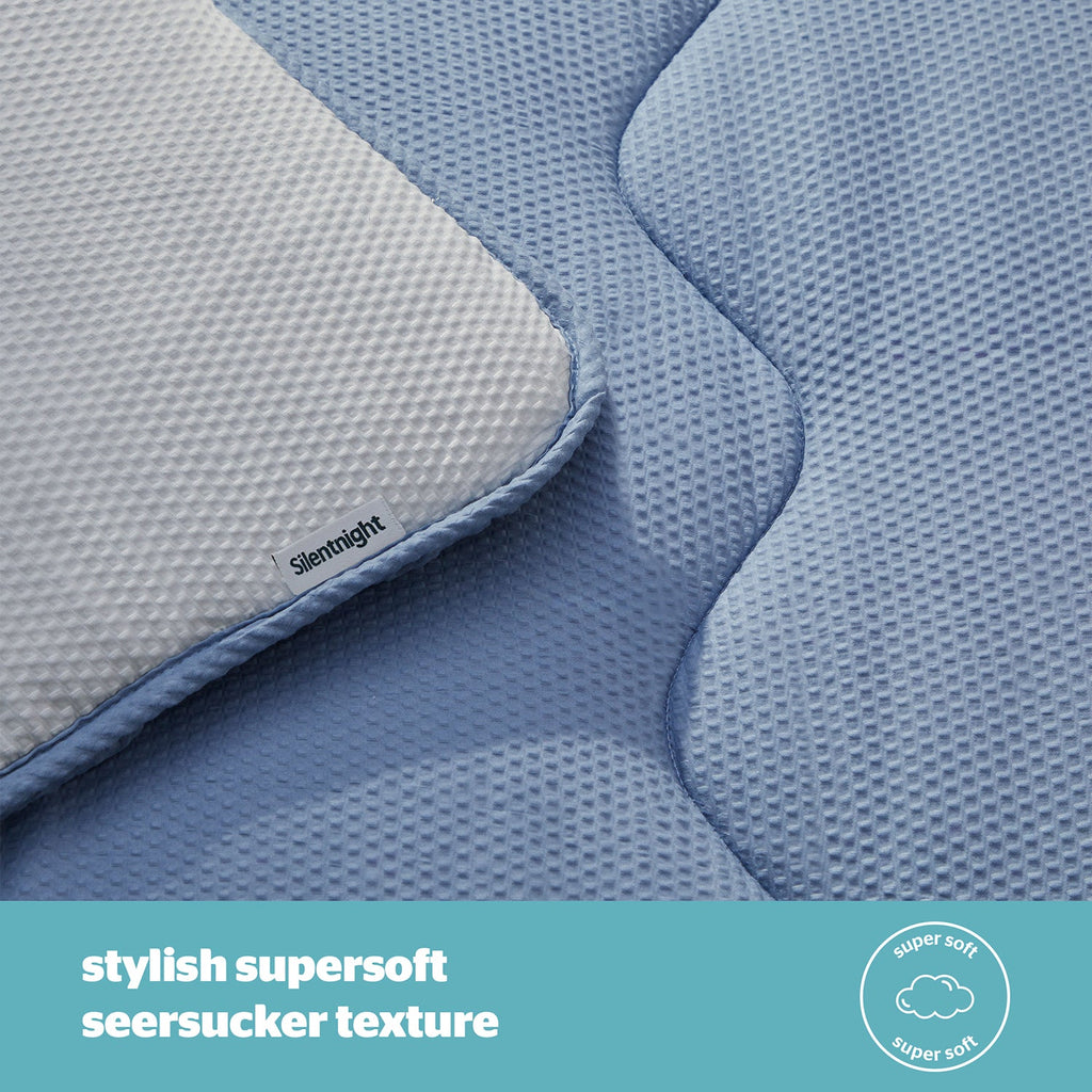 Silentnight Seersucker Grey and Blue 10.5 Tog Coverless Duvet And Pillowcase Set