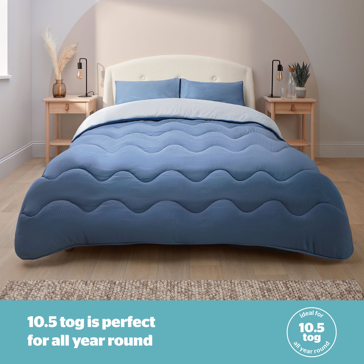 Silentnight Seersucker Grey and Blue 10.5 Tog Coverless Duvet And Pillowcase Set
