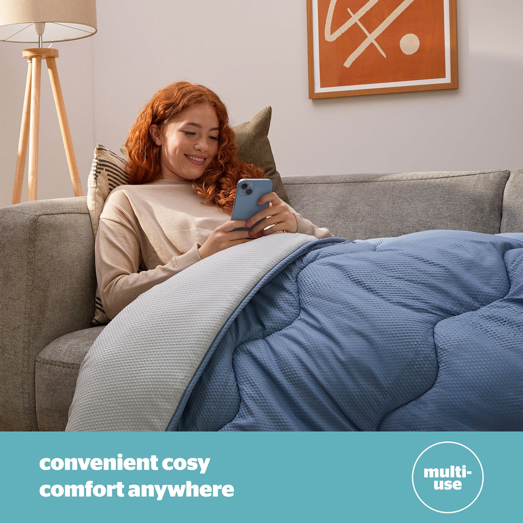 Silentnight Seersucker Grey and Blue 10.5 Tog Coverless Duvet And Pillowcase Set