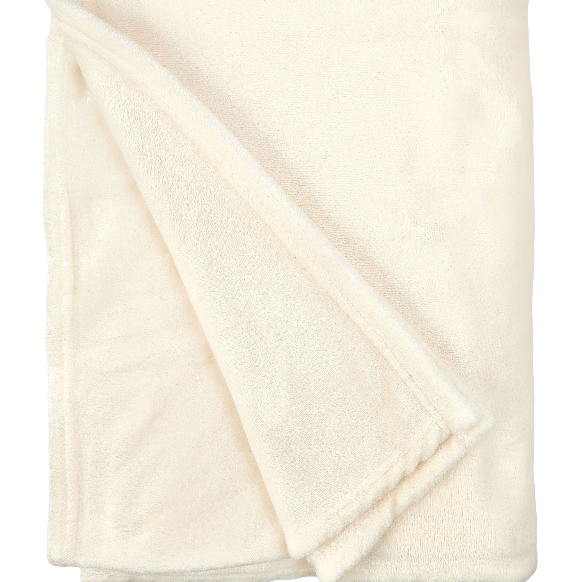 Cream Snug Flannel Fleece Super Soft Throw