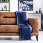 Navy Blue Snug Flannel Fleece Super Soft Throw