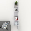 Wooden Zigzag Floating Corner Shelves 5-Tier White