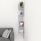 Wooden Zigzag Floating Corner Shelves 5-Tier White