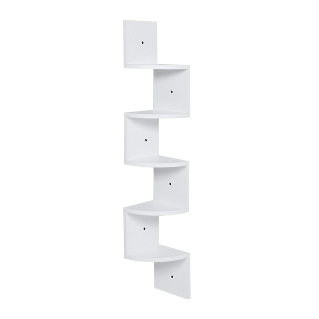 Wooden Zigzag Floating Corner Shelves 5-Tier White
