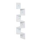 Wooden Zigzag Floating Corner Shelves 5-Tier White