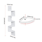 Wooden Zigzag Floating Corner Shelves 5-Tier White