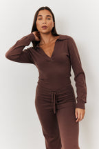 Collared Knit Jumpsuit